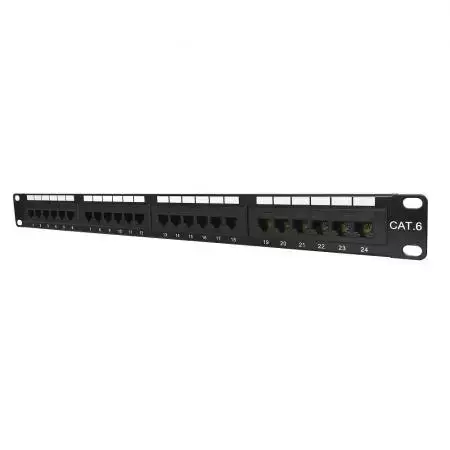 CAT6 1U Unshielded Patch Panel 24 ports, black 1