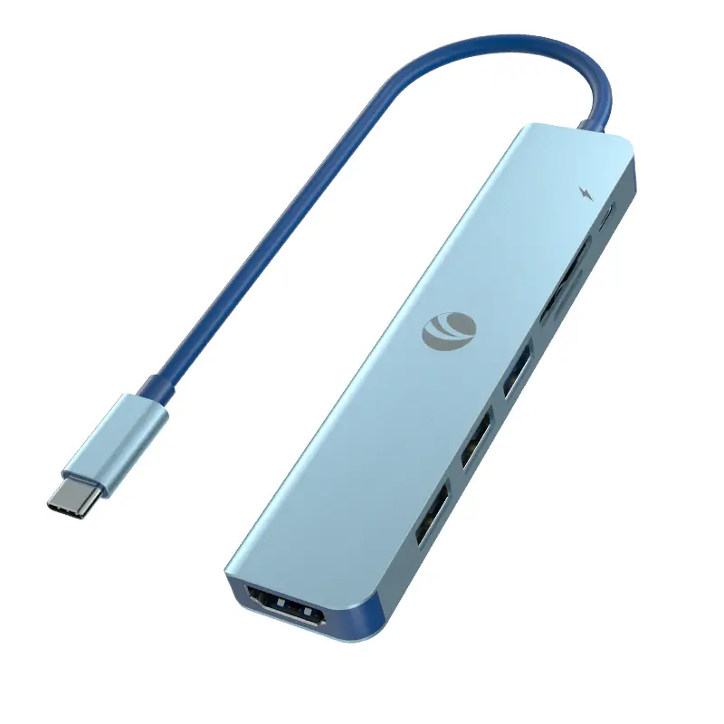 VCOM CUE18 7-in-1 USB-C Hub with 4K HDMI, USB 3.0, SD/TF Card Reader & 100W PD Charging
