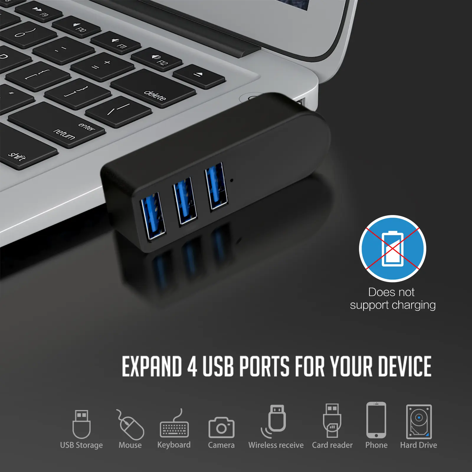 VCOM MH03 USB 3.0 4-Port High-Speed Aluminum Hub 3