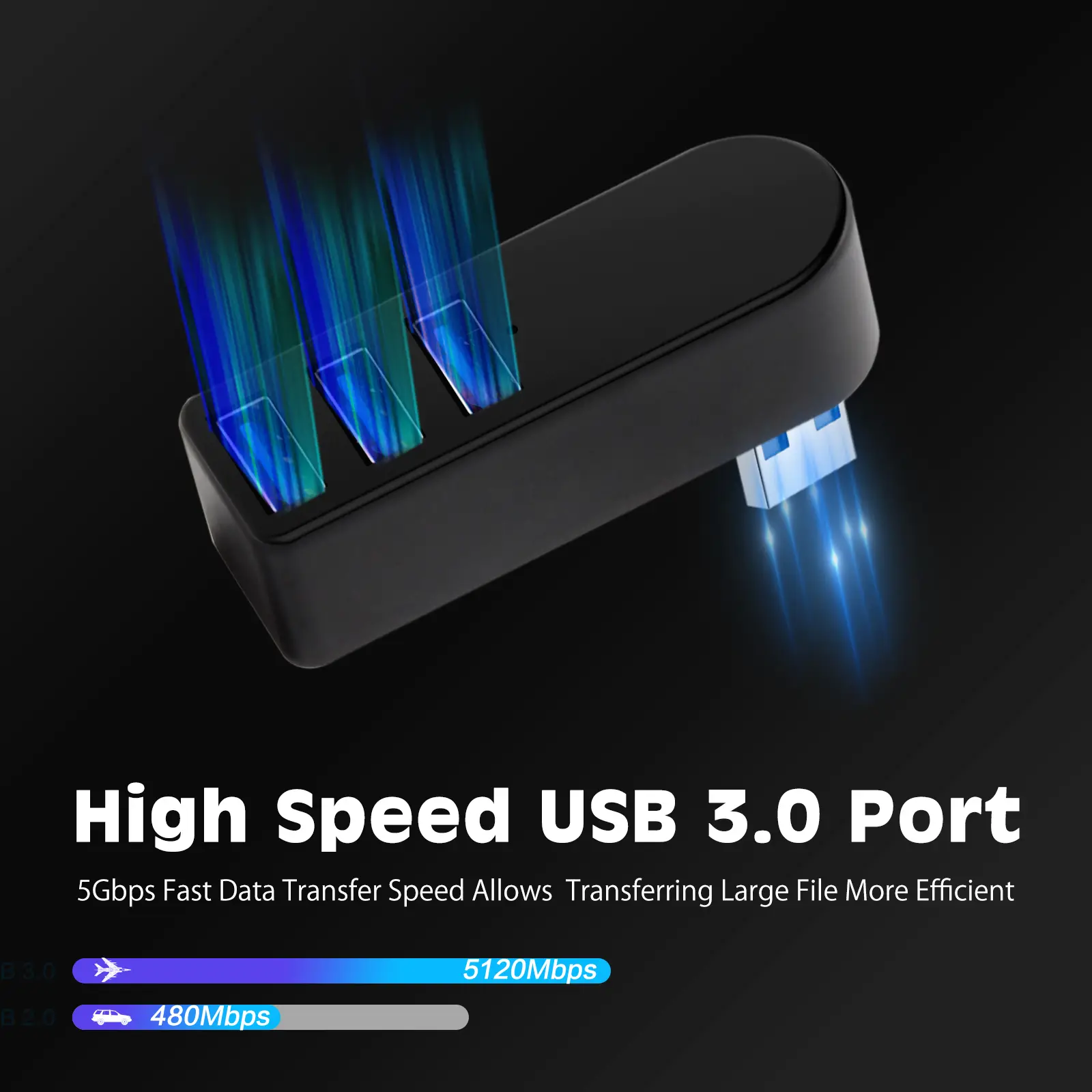 VCOM MH03 USB 3.0 4-Port High-Speed Aluminum Hub 5