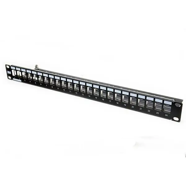VCOM D16424A Cat6A STP Unloaded Patch Panel 24-Port 1U 19-Inch Rack Mount 2