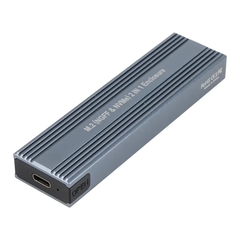 VCOM CU850SN M.2 NVMe & SATA SSD Enclosure USB 3.2 Gen2 Type-C 10Gbps Tool-Free External Case