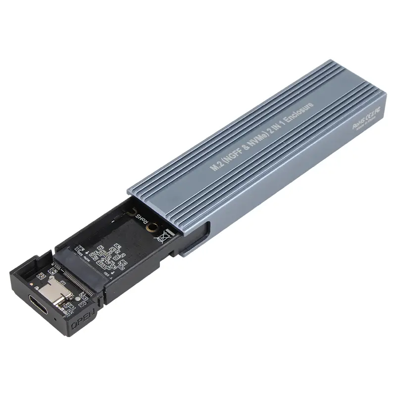 VCOM CU850SN M.2 NVMe & SATA SSD Enclosure USB 3.2 Gen2 Type-C 10Gbps Tool-Free External Case 4