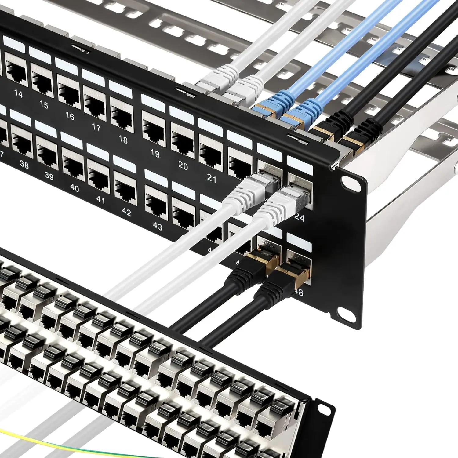 NR621A-2U48 Cat6A STP Unloaded Patch Panel 48-Port 2U 19-Inch Rack Mount