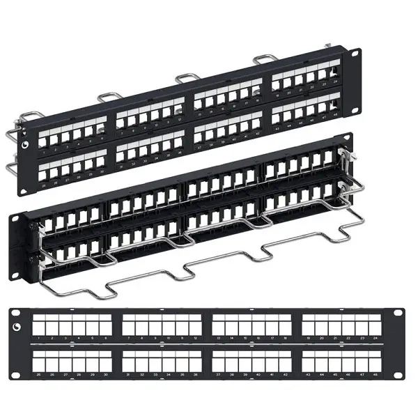 NR621A-2U48 Cat6A STP Unloaded Patch Panel 48-Port 2U 19-Inch Rack Mount 2