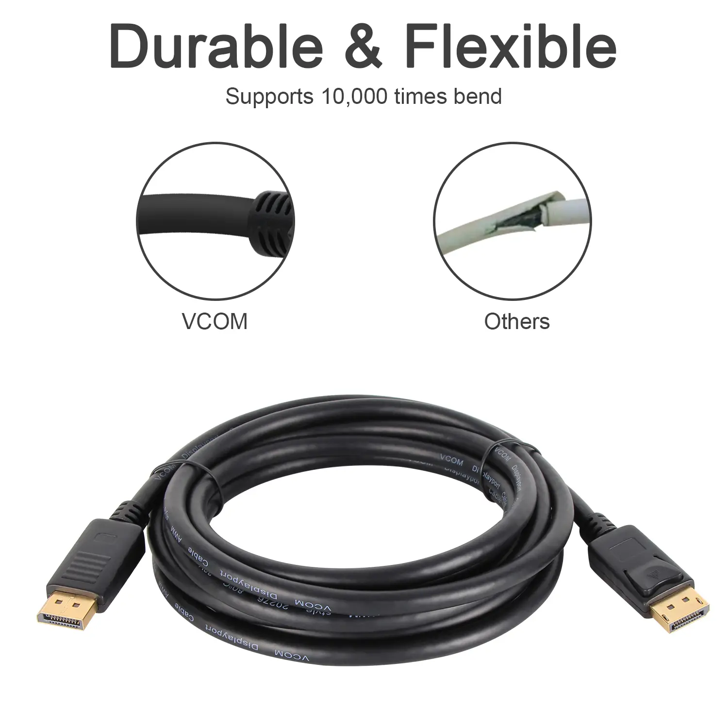 VCOM CG631-3.0 DisplayPort 1.2 Cable 3M 4K UHD High Speed DP to DP Cable Gold Plated