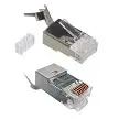 RJ45 Cat6A Shielded Modular Plug with Liner, 15μ Gold Plating, 3-Prong Contact, 2-Piece Design