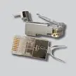 RJ45 Cat6A Shielded Modular Plug with Liner, 15μ Gold Plating, 3-Prong Contact, 2-Piece Design 1