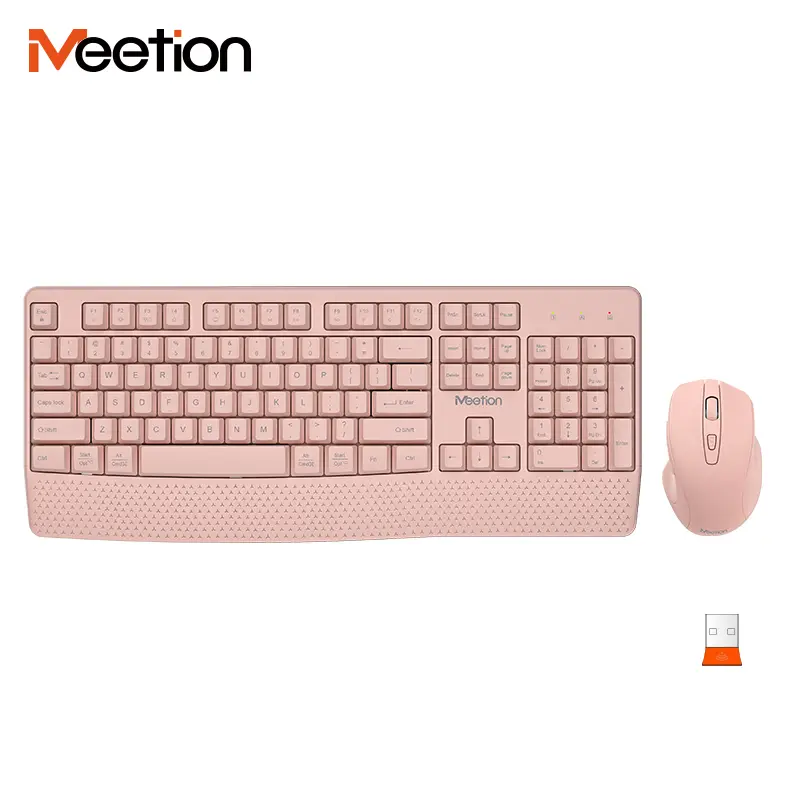 MEETION C4130 Pink Wireless Keyboard & Mouse Combo 1