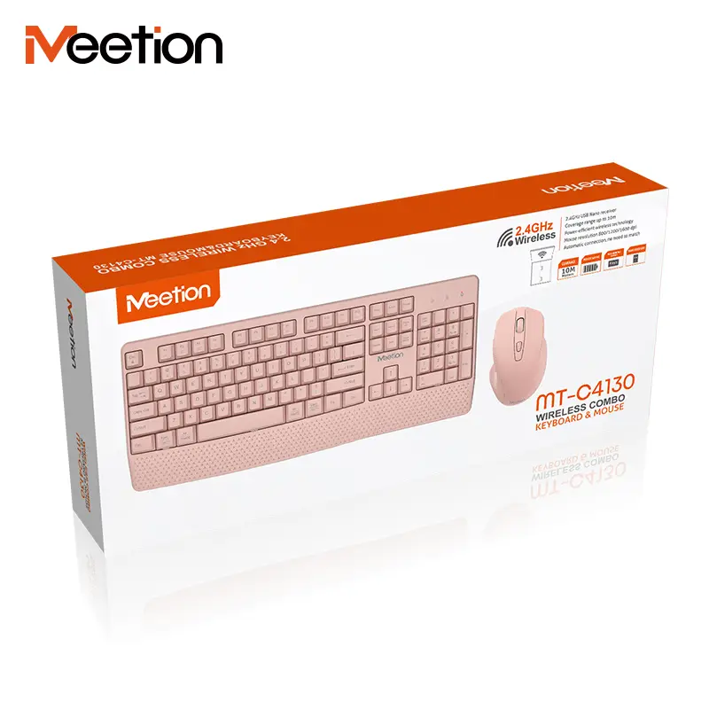 MEETION C4130 Pink Wireless Keyboard & Mouse Combo 4