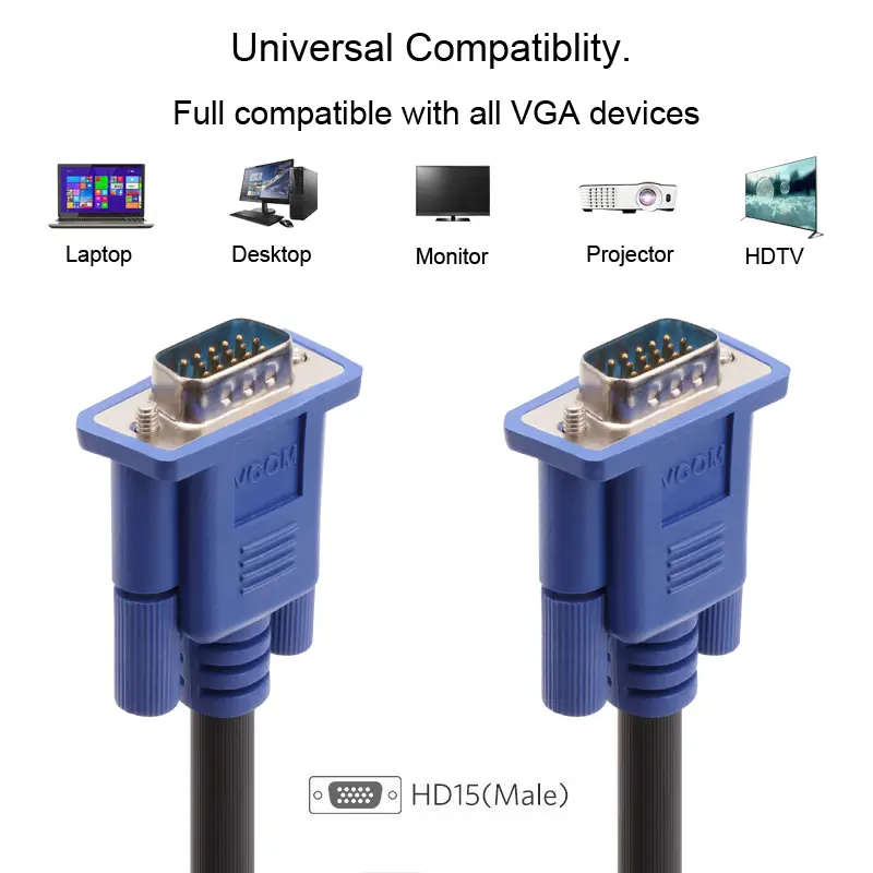 VCOM CG341AD-5.0 VGA Male to Male Cable 5 Meter Black